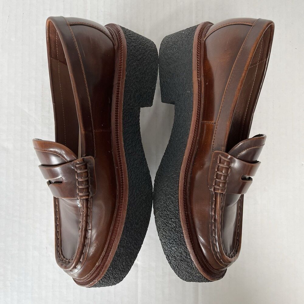Loeffler Randall Rikki Platform Penny Loafers Wedge Lugged Sole Oxfords Size 7 - Picture 4 of 16
